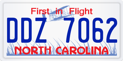 NC license plate DDZ7062