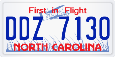 NC license plate DDZ7130
