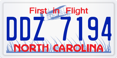 NC license plate DDZ7194