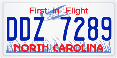NC license plate DDZ7289