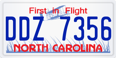 NC license plate DDZ7356