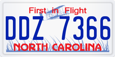 NC license plate DDZ7366