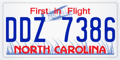 NC license plate DDZ7386