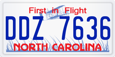 NC license plate DDZ7636