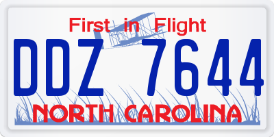 NC license plate DDZ7644