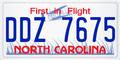 NC license plate DDZ7675