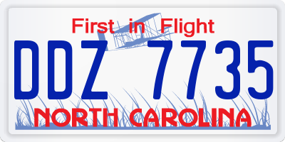 NC license plate DDZ7735
