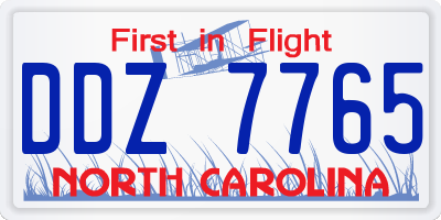 NC license plate DDZ7765