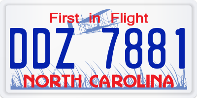 NC license plate DDZ7881
