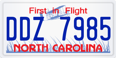 NC license plate DDZ7985