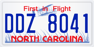 NC license plate DDZ8041