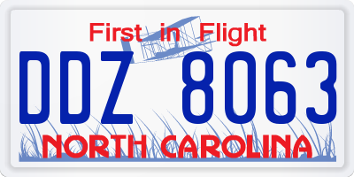 NC license plate DDZ8063