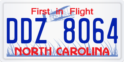 NC license plate DDZ8064