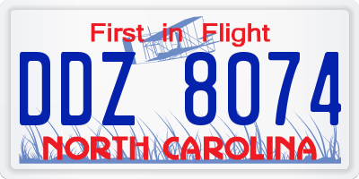 NC license plate DDZ8074