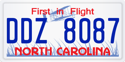 NC license plate DDZ8087