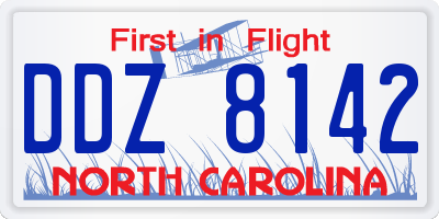 NC license plate DDZ8142