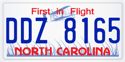 NC license plate DDZ8165