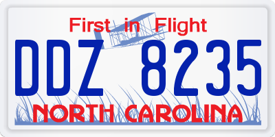 NC license plate DDZ8235