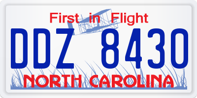 NC license plate DDZ8430