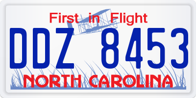 NC license plate DDZ8453