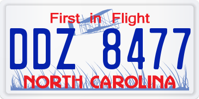 NC license plate DDZ8477