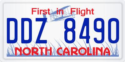 NC license plate DDZ8490