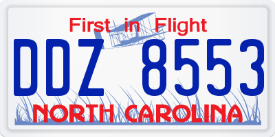 NC license plate DDZ8553