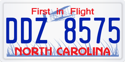 NC license plate DDZ8575
