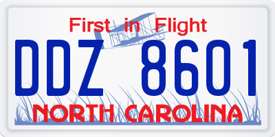 NC license plate DDZ8601