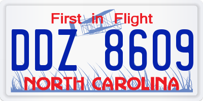 NC license plate DDZ8609