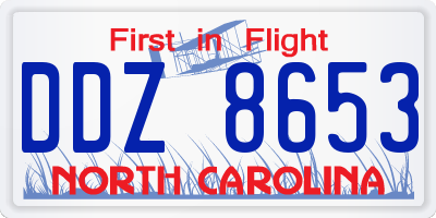 NC license plate DDZ8653