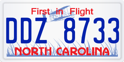 NC license plate DDZ8733