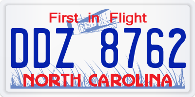 NC license plate DDZ8762