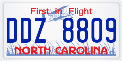 NC license plate DDZ8809