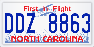 NC license plate DDZ8863