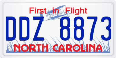 NC license plate DDZ8873