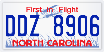 NC license plate DDZ8906