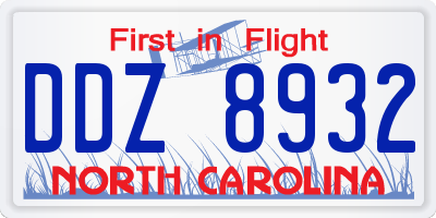 NC license plate DDZ8932