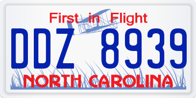 NC license plate DDZ8939
