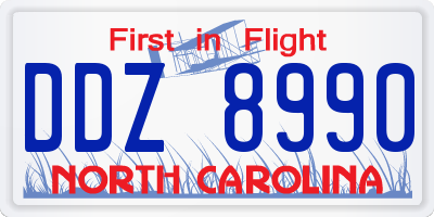 NC license plate DDZ8990