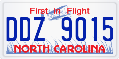 NC license plate DDZ9015