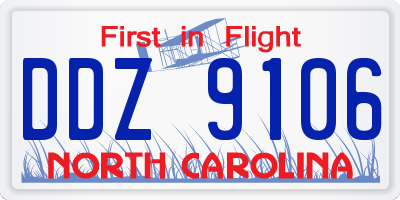 NC license plate DDZ9106