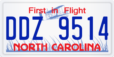 NC license plate DDZ9514