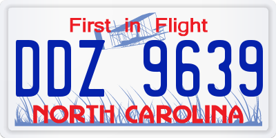 NC license plate DDZ9639