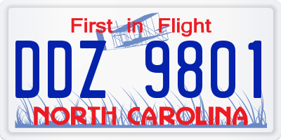 NC license plate DDZ9801