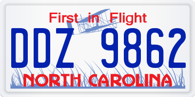 NC license plate DDZ9862