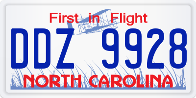 NC license plate DDZ9928