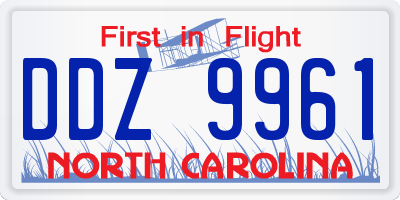 NC license plate DDZ9961