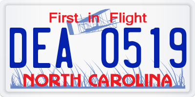 NC license plate DEA0519