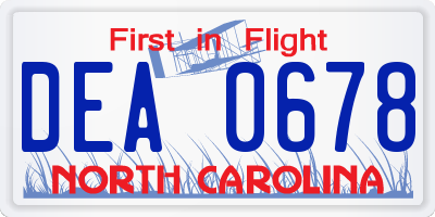 NC license plate DEA0678